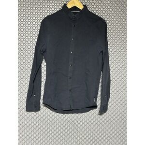 Armani Exchange Men's Slim‎ Stretch Cotton Woven Shirt Navy Blue Sz M Snaps